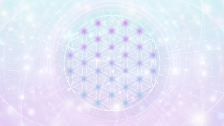 Ethereal Flower of Life Sacred Geometry Pastel Colors Meditation Visualization, Animation, Video Royalty-Free Stock Footage #1102671267