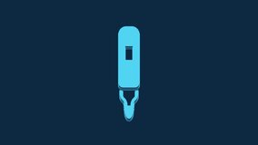 Blue Marker pen icon isolated on blue background. Felt-tip pen. 4K Video motion graphic animation.
