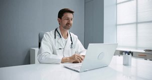 Nurse Or Doctor Using Video Conference On Conference