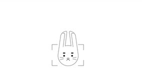 Bunny image recognition bw animation. Animated rabbit pet 2D flat monochromatic thin line character. Vision-based deep learning 4K video concept footage with alpha channel transparency for web design