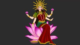 Indian God Laxmi mata animation with white background. 