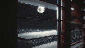 Moonlight City Skyline Window Blinds View Zoom In Full Moon Buildings. Full moon above the city buildings view through a window blinds, zoom in - Powered by Shutterstock - Get 15% off with code: PIKWIZARD15