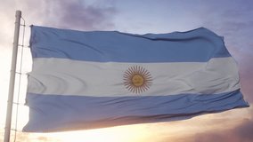 Argentina flag waving in the wind, sky and sun background - Powered by Shutterstock - Get 15% off with code: PIKWIZARD15