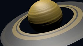 Camera movement around Saturn. 3D animation. Space, galaxy and space science concept. Video for fantasy.
