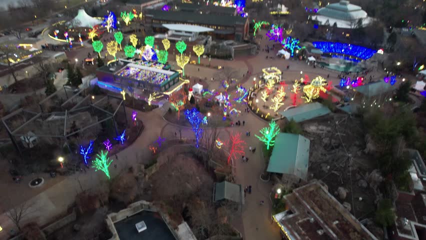 Sunset lakeshore moment during wintertime Chicago. Iconic city of chicago skyline.