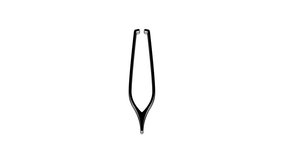 Black Eyebrow tweezers icon isolated on white background. Cosmetic tweezers for ingrown hair. 4K Video motion graphic animation.