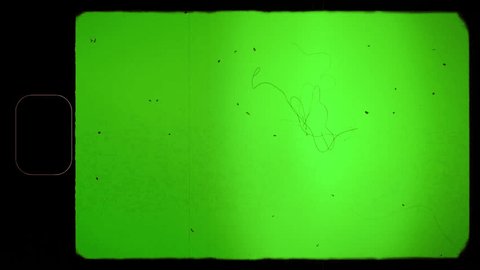 Vintage Super 8 mm Film Frame Texture on Green Screen with Sprocket Hole and Noise, Dust, Hair, Scratches. Old Damaged Shaky Film Retro Look Effect. 4k resolution. Chroma key. Adlı Stok Video