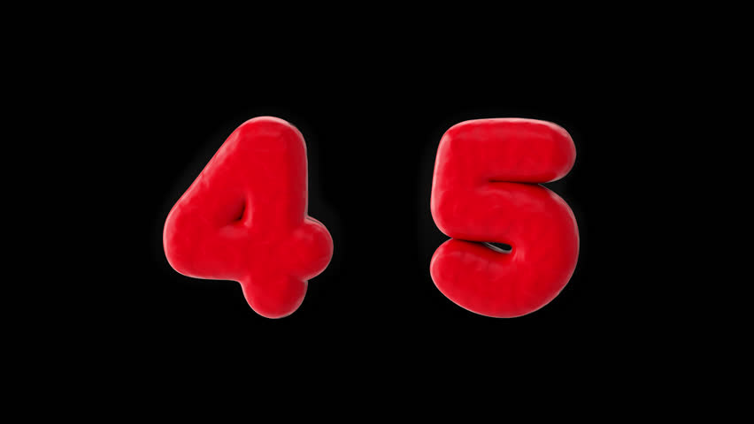 4,5 Number Cartoon Font, Alpha Channel