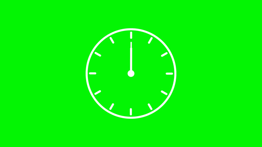 Animated wall clock in 60 second loop. Clock with moving arrows. Time lapse loop. Alpha channel on green background for locking. Black minute and hour hands with second pointer, 4K Quality Video Royalty-Free Stock Footage #1102741843