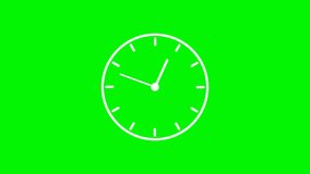 Animated wall clock in 60 second loop. Clock with moving arrows. Time lapse loop. Alpha channel on green background for locking. Black minute and hour hands with second pointer, 4K Quality Video - Powered by Shutterstock - Get 15% off with code: PIKWIZARD15