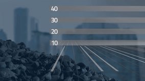 Animation of statistical and financial data processing against cityscape. Global finance and business data technology concept - Powered by Shutterstock - Get 15% off with code: PIKWIZARD15