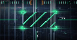 Animation of data processing and green scanner scanning against computer server room. Computer interface and business data storage technology concept - Powered by Shutterstock - Get 15% off with code: PIKWIZARD15