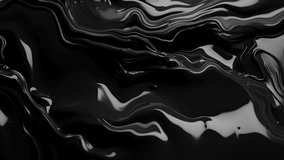 Abstract black fluid video, motion background, colored moving liquid texture, creative art with dissolving material and alcohol ink style with thick paint layers