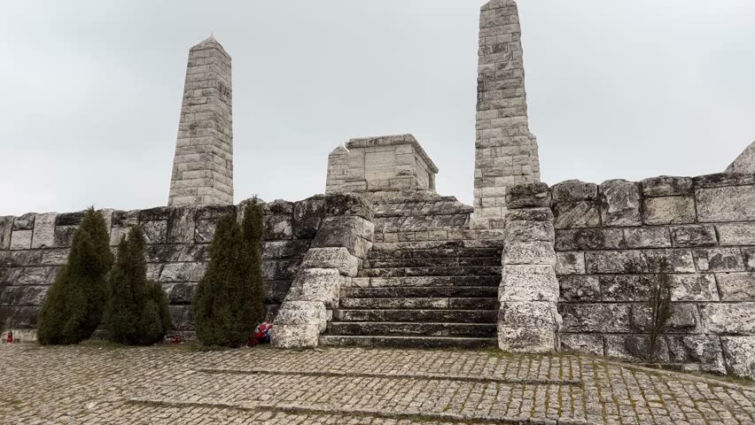 The grave and monument of Milan Rastislav Stefanik near the town of Brezova pod Bradlom in Slovakia