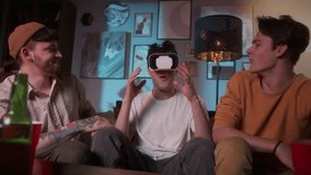 International diverse friends giving present virtual reality glasses, playing video games, birthday gift. Young people having fun with new trends technologies during coronavirus covid 19.  - Powered by Shutterstock - Get 15% off with code: PIKWIZARD15