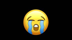 Loudly Crying Animated Emoji. Alpha channel, transparent background. 4K resolution loop animation.  - Powered by Shutterstock - Get 15% off with code: PIKWIZARD15