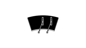 Black Windscreen wiper icon isolated on white background. 4K Video motion graphic animation.
