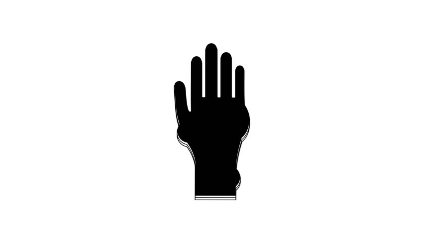 Black Hand with psoriasis or eczema icon isolated on white background. Concept of human skin response to allergen or chronic body problem. 4K Video motion graphic animation.