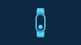 Blue Smartwatch icon isolated on blue background. 4K Video motion graphic animation.