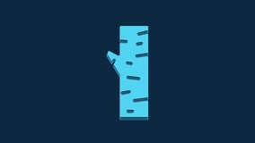 Blue Birch tree icon isolated on blue background. 4K Video motion graphic animation.