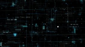 Motion graphic of Blue data matrix simulation digital line and grid technology with futuristic HUD screen on black background abstract background concept - Powered by Shutterstock - Get 15% off with code: PIKWIZARD15