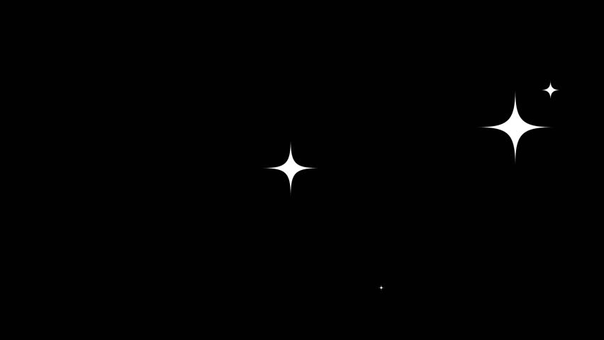 Twinkling stars animation, white cartoon, flat, vector, doodles style stars blinking, glitter on black background, night sky. | Shutterstock HD Video #1102778417