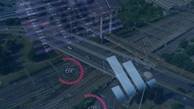 Animation of statistical data processing over grid network against aerial view of city traffic. Business data technology concept - Powered by Shutterstock - Get 15% off with code: PIKWIZARD15