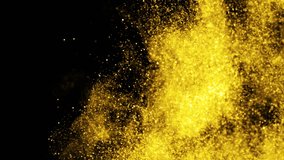 Gold Particles Moving Background. fast energy flying wave line with flash lights. Particle from below. Particle gold dust flickering on black background. Abstract Footage background for text. - Powered by Shutterstock - Get 15% off with code: PIKWIZARD15