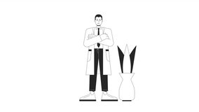 Healthcare professional bw animation. Animated emergency medical specialist 2D flat monochromatic thin line character. ER 4K video concept footage with alpha channel transparency for web design