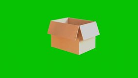 3d model of a cardboard box rotating 360 degrees on a green screen. 3D Illustration - Powered by Shutterstock - Get 15% off with code: PIKWIZARD15