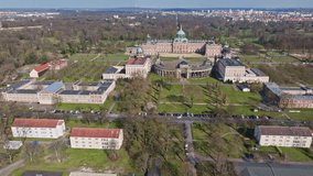 Drone shot of New Palace ( Neues Palais ). it is a palace situated on the western side of the Sanssouci park in Potsdam, Germany.