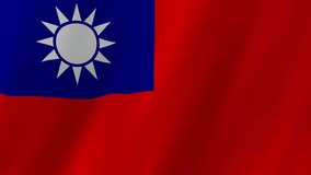 Taiwan flag waving animation. seamless loop animation flag video waving in wind. Taiwan Republic of China