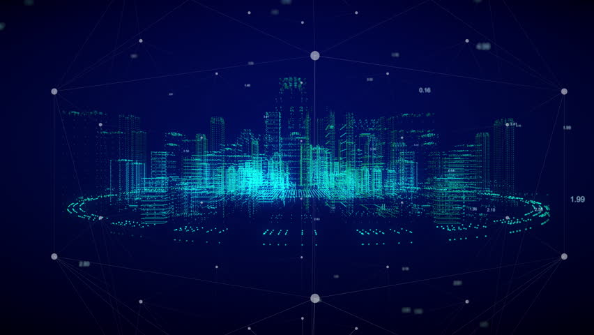 Digital City Connect in a 3D animation Royalty-Free Stock Footage #1102806653