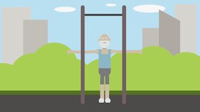 An Active Senior Man Does Sports Exercises And He Waved His Hand Affably In The Park It Is Animation For Banners And Templates Computer Graphic 2D Stock Video