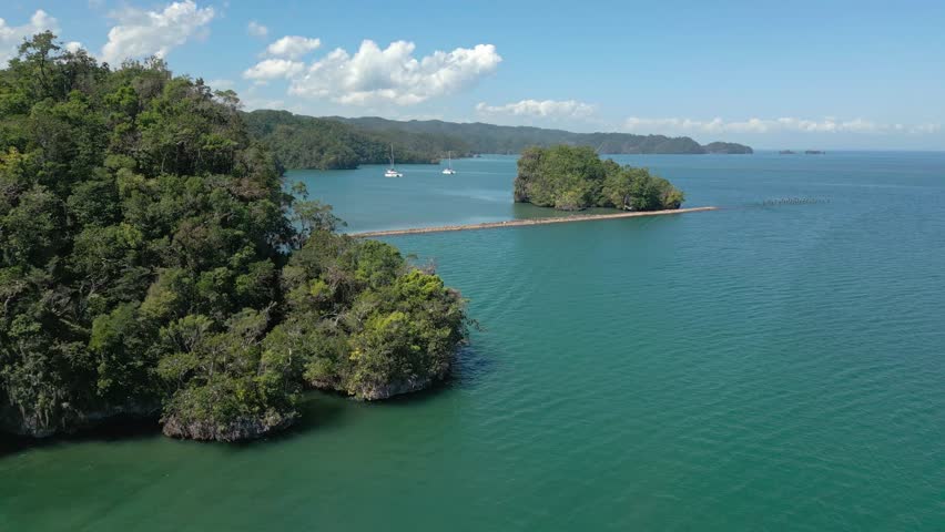 Drone shot of Los Haitises National Park, Dominican Republic. 4K Aerial.