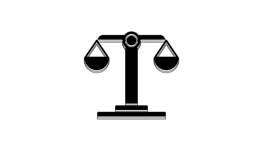 Black Libra zodiac sign icon isolated on white background. Astrological horoscope collection. 4K Video motion graphic animation.