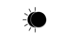 Black Eclipse of the sun icon isolated on white background. Total sonar eclipse. 4K Video motion graphic animation.