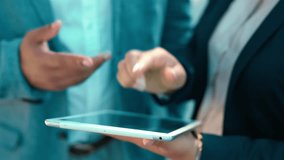 Business people, tablet and hands for online planning, b2b communication and teamwork for company software. Professional woman, corporate partner or clients on digital technology, screen and closeup - Powered by Shutterstock - Get 15% off with code: PIKWIZARD15