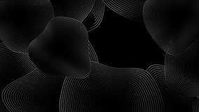 Black and grey metallic wavy linear shapes abstract geometric background. Seamless looping motion design. Video animation Ultra HD 4K 3840x2160