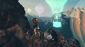 Young woman is using Metaverse VR virtual reality innovative technology of vr glasses for virtual tour and travelling. Future Entertainment, Woman uses Metaverse virtual or augmented reality glasses  - Powered by Shutterstock - Get 15% off with code: PIKWIZARD15