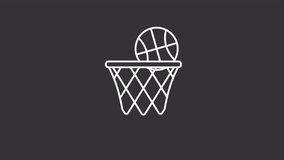 Free throw white line animation. Basketball game. Ball and basket. Sport activity. Equipment. Loop HD video with chroma key, alpha channel on transparent background, black solid background