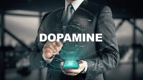 Businessman with Dopamine hologram concept. 3D Illustration - Powered by Shutterstock - Get 15% off with code: PIKWIZARD15