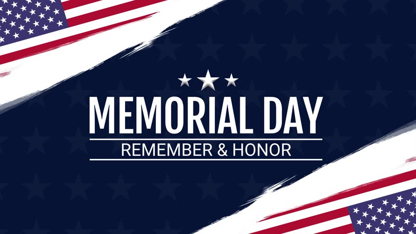 Memorial day animation. Happy memorial day. Remember and Honor banner for memorial day. Motion graphic design. 4k video animation
