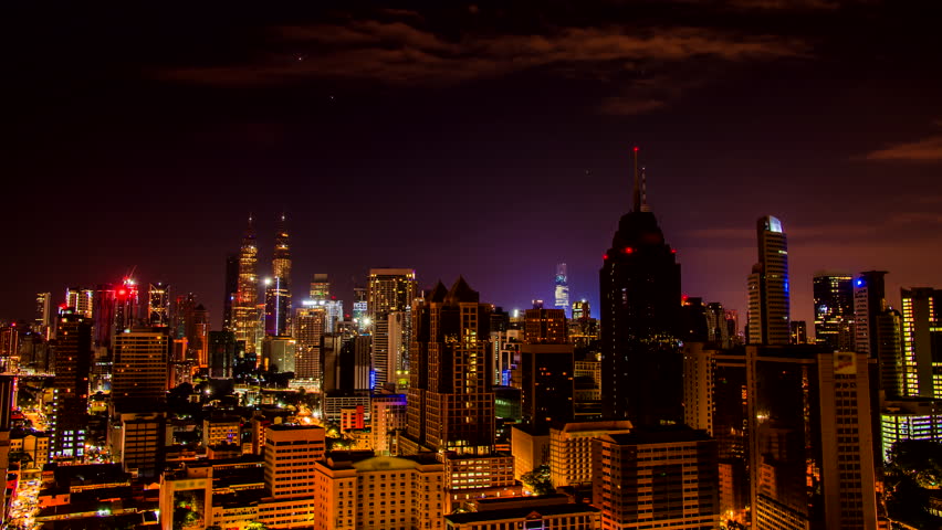 Nighttime timelapse of the Malaysian capital Kuala Lumpur.