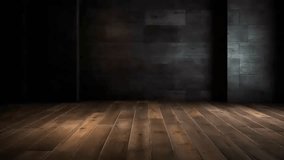 Cleanse light dim divider with brilliant chiaroscuro and wooden floor. Bump in establishment for thing presentation. Creative resource, Video Animation