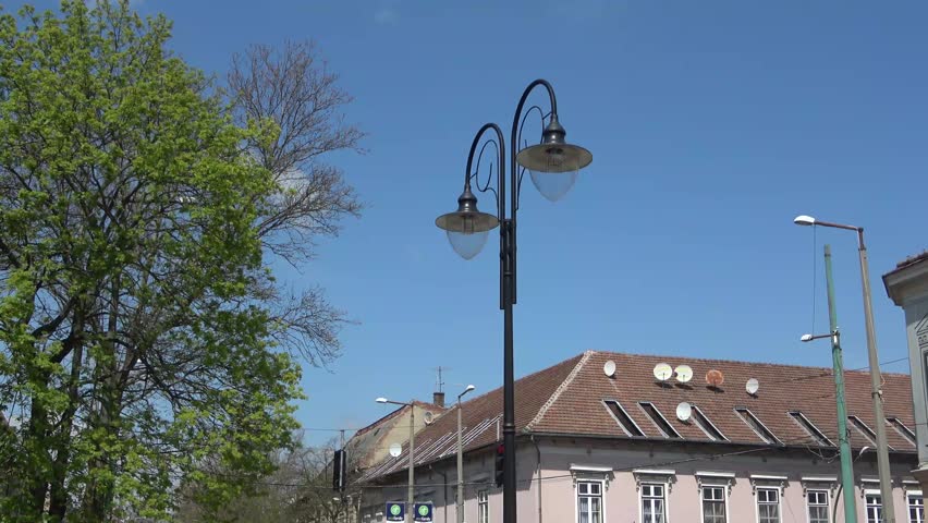 street lights in a small town