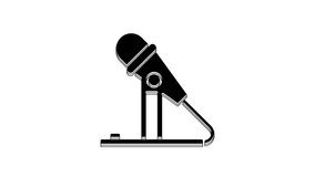 Black Microphone icon isolated on white background. On air radio mic microphone. Speaker sign. 4K Video motion graphic animation.