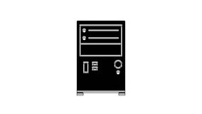 Black Computer icon isolated on white background. PC component sign. 4K Video motion graphic animation.