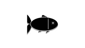 Black Fish icon isolated on white background. 4K Video motion graphic animation.