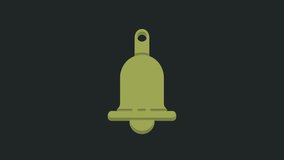 Green Ringing bell icon isolated on black background. Alarm symbol, service bell, handbell sign, notification symbol. 4K Video motion graphic animation.